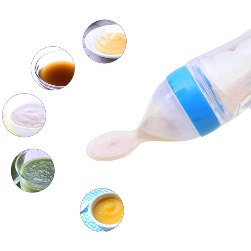 SAFE TODDLER/NEWBORN BABY FEEDING SPOON SILICONE SQUEEZE SUCTION CUP