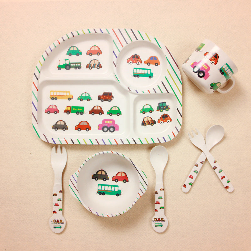 BABY FEEDING BOWL PLATE DISHES FORK SPOON CUP 5Pcs/Set