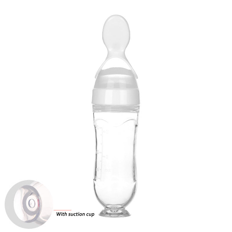 SAFE TODDLER/NEWBORN BABY FEEDING SPOON SILICONE SQUEEZE SUCTION CUP