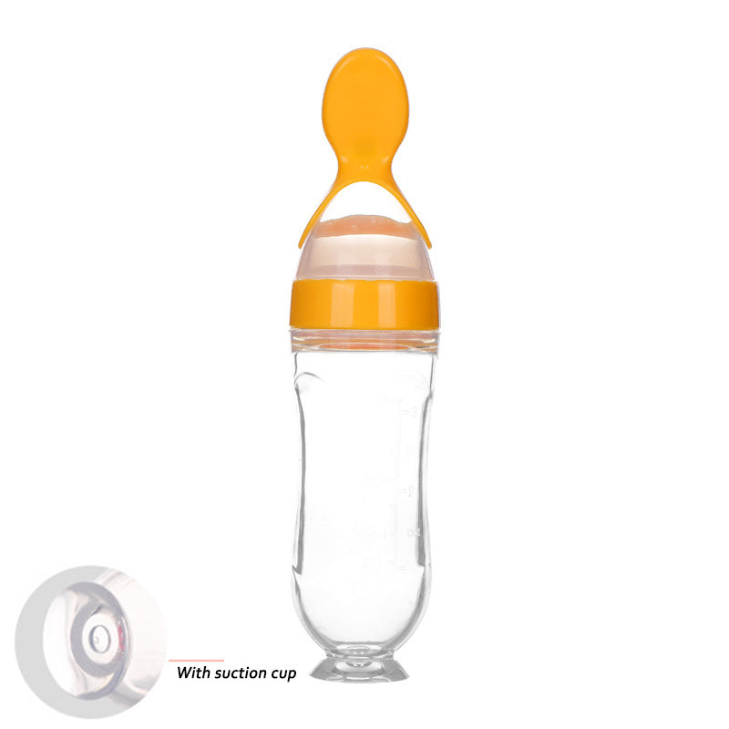 SAFE TODDLER/NEWBORN BABY FEEDING SPOON SILICONE SQUEEZE SUCTION CUP