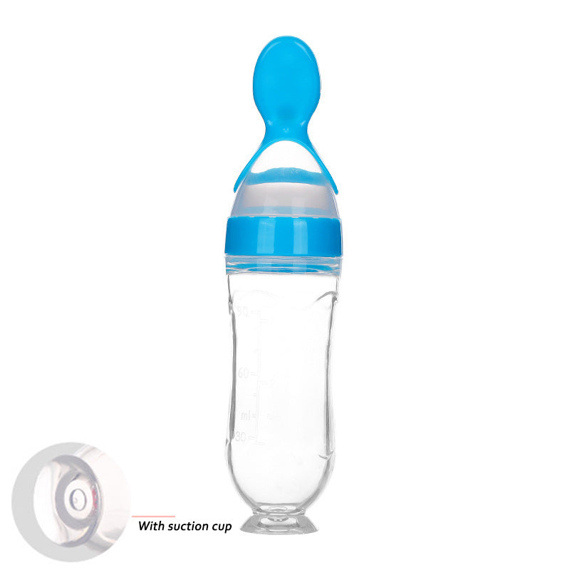 SAFE TODDLER/NEWBORN BABY FEEDING SPOON SILICONE SQUEEZE SUCTION CUP