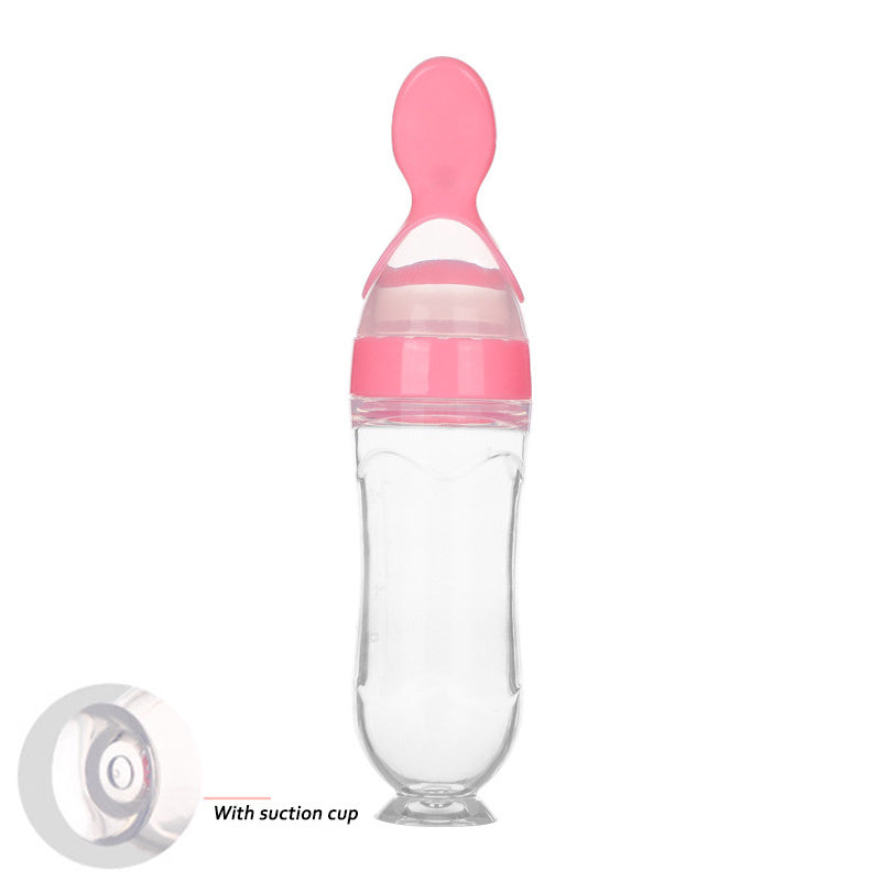 SAFE TODDLER/NEWBORN BABY FEEDING SPOON SILICONE SQUEEZE SUCTION CUP