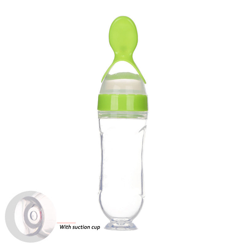 SAFE TODDLER/NEWBORN BABY FEEDING SPOON SILICONE SQUEEZE SUCTION CUP
