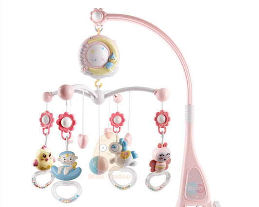 BABY RATTLES CRIB MOBILES TOY HOLDER ROTATING MOBILE BED BELL MUSICAL BOX PROJECTION