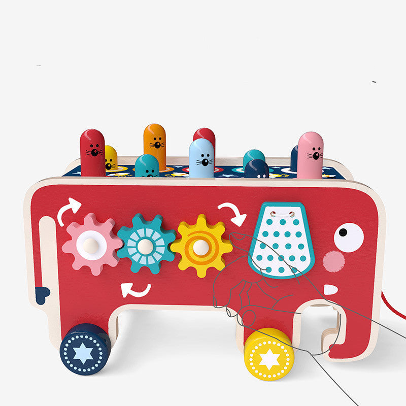 TODDLERS WOODEN POUNDING BENCH ANIMAL BUS TOY