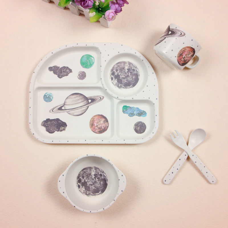 BABY FEEDING BOWL PLATE DISHES FORK SPOON CUP 5Pcs/Set