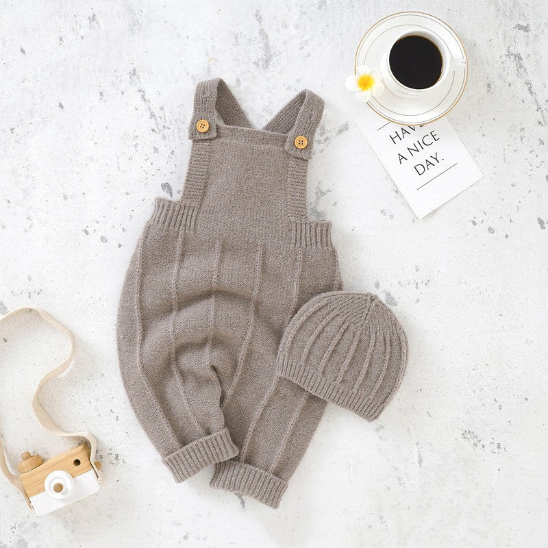 Baby Knitted Romper with Beanie Cap | Soft Knit Outfit