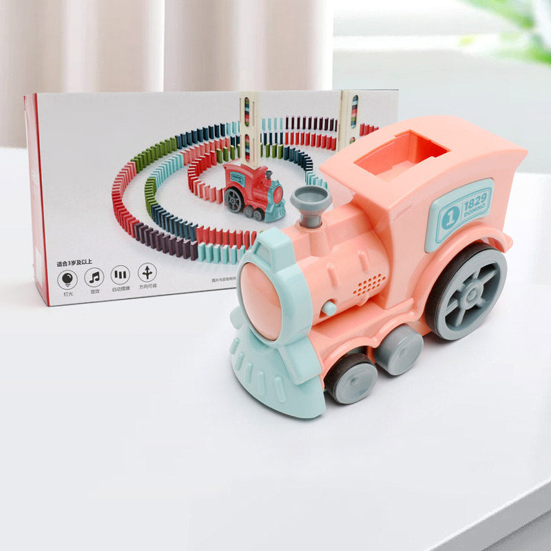 DOMINO TRAIN AUTOMATIC RELEASE BUILDING BLOCKS