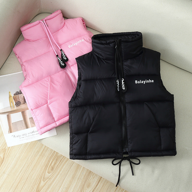 Black and Baby Pink Puffer Jacket
