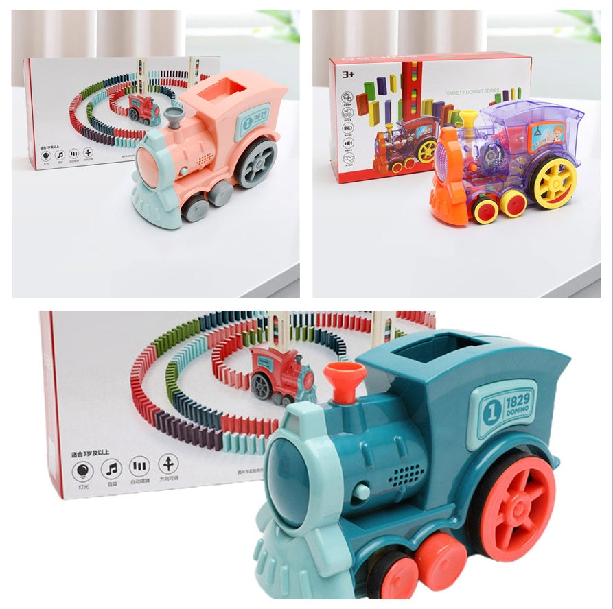 DOMINO TRAIN AUTOMATIC RELEASE BUILDING BLOCKS