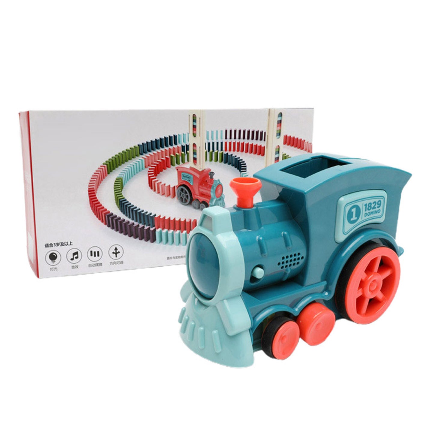 DOMINO TRAIN AUTOMATIC RELEASE BUILDING BLOCKS
