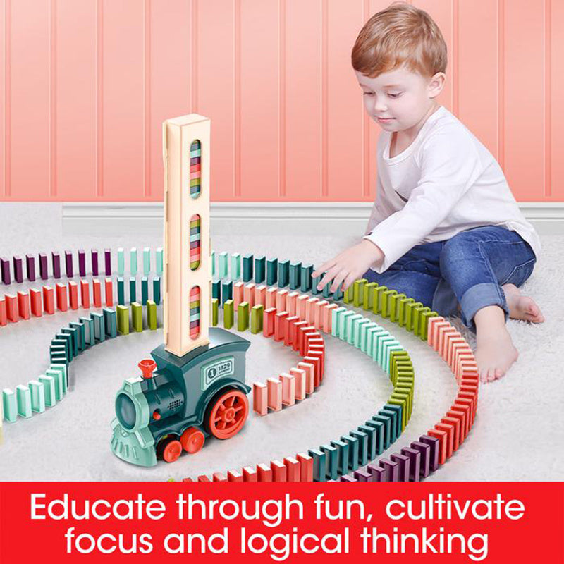 DOMINO TRAIN AUTOMATIC RELEASE BUILDING BLOCKS