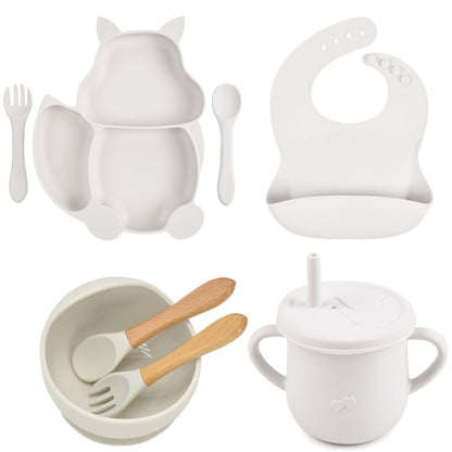 SILICONE CHILDERN'S TABLEWARE BABY FEEDING COMPLEMENTARY FOOD TRAINING SET