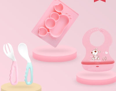 BABY SILICONE CARTOON DISH/SET INFANT FEEDING