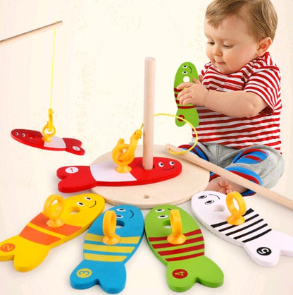 CHILDRENS EDUCATIONAL CREATIVE WOODEN FISHING TOYS