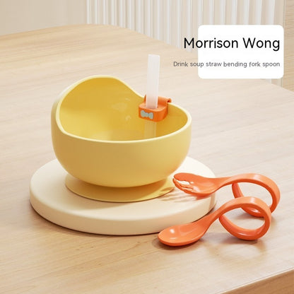 BABY FOOD SUPPLEMENT BOWL WITH SILICONE STRAW