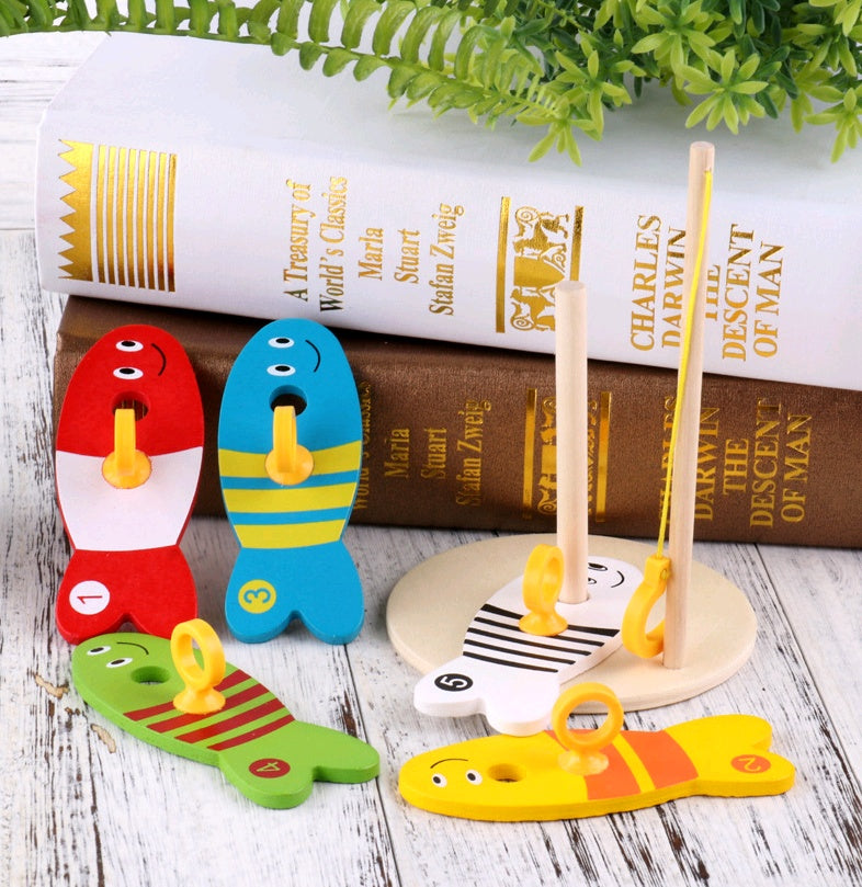 CHILDRENS EDUCATIONAL CREATIVE WOODEN FISHING TOYS