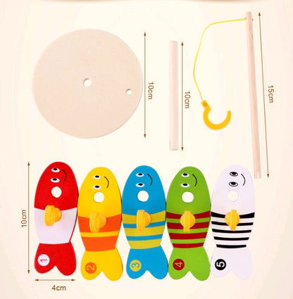 CHILDRENS EDUCATIONAL CREATIVE WOODEN FISHING TOYS