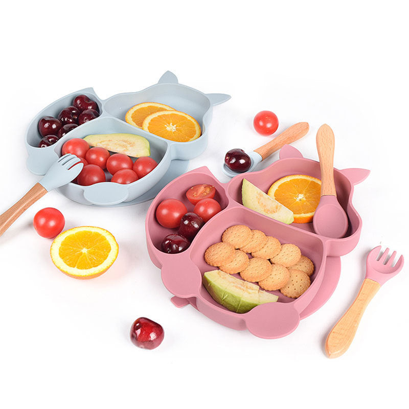 SILICONE CHILDERN'S TABLEWARE BABY FEEDING COMPLEMENTARY FOOD TRAINING SET