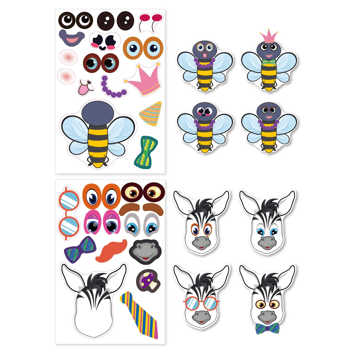 MAKE A ANIMAL FACE STICKER SHEETS FOR KIDS