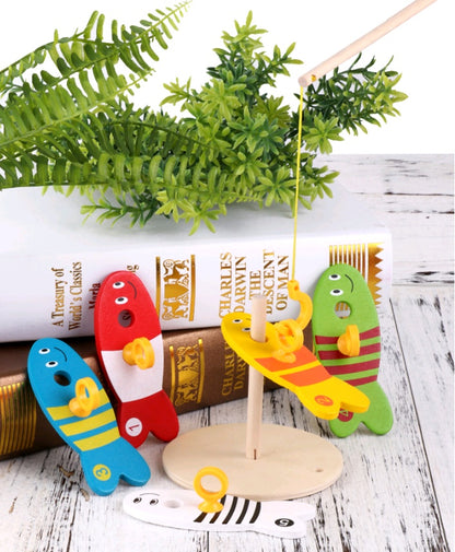 CHILDRENS EDUCATIONAL CREATIVE WOODEN FISHING TOYS