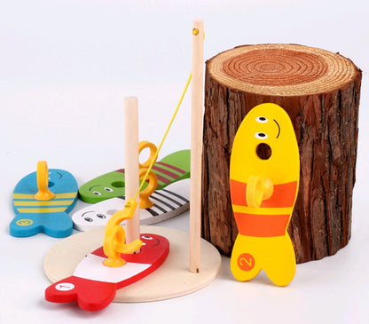 CHILDRENS EDUCATIONAL CREATIVE WOODEN FISHING TOYS