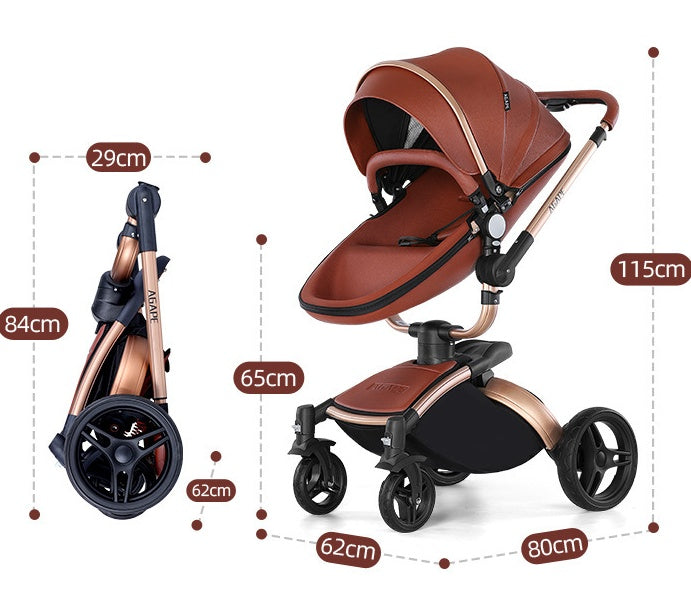 HIGH LANDSCAPE BABY STROLLER 360 DEGREE ROTATION 3 IN 1 BASKET FOLDABLE