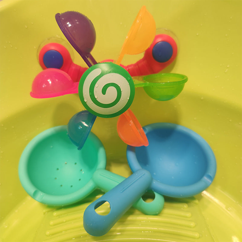 CHILDRENS BATHING TURNING WINDMILL WITH SPOON BABY SHOWER PLAY