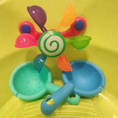 CHILDRENS BATHING TURNING WINDMILL WITH SPOON BABY SHOWER PLAY