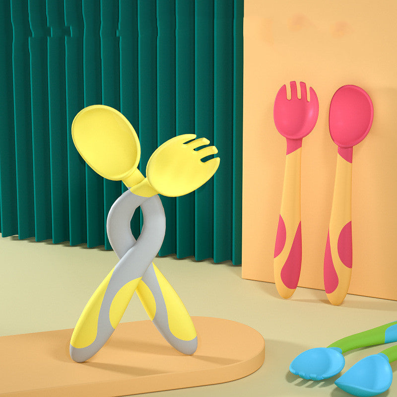 BABY TRAINING FORK SPOON TWIST SPOON CHILDRENS TABLEWARE SET