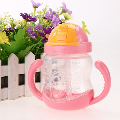 280ML CUTE BABY CUP KIDS LEARN FEEDING DRINKING WATER STRAW HANDLE BOTTLE