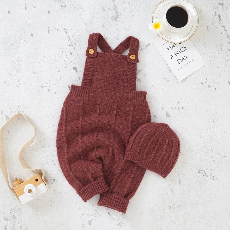 Baby Knitted Romper with Beanie Cap | Soft Knit Outfit