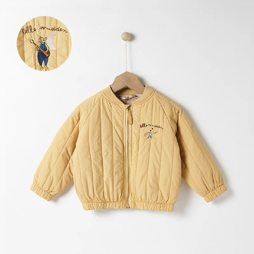 Yellow children's jacket with brand logo on a white background