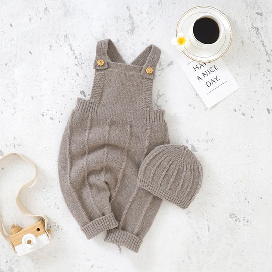 Baby Knitted Romper with Beanie Cap | Soft Knit Outfit