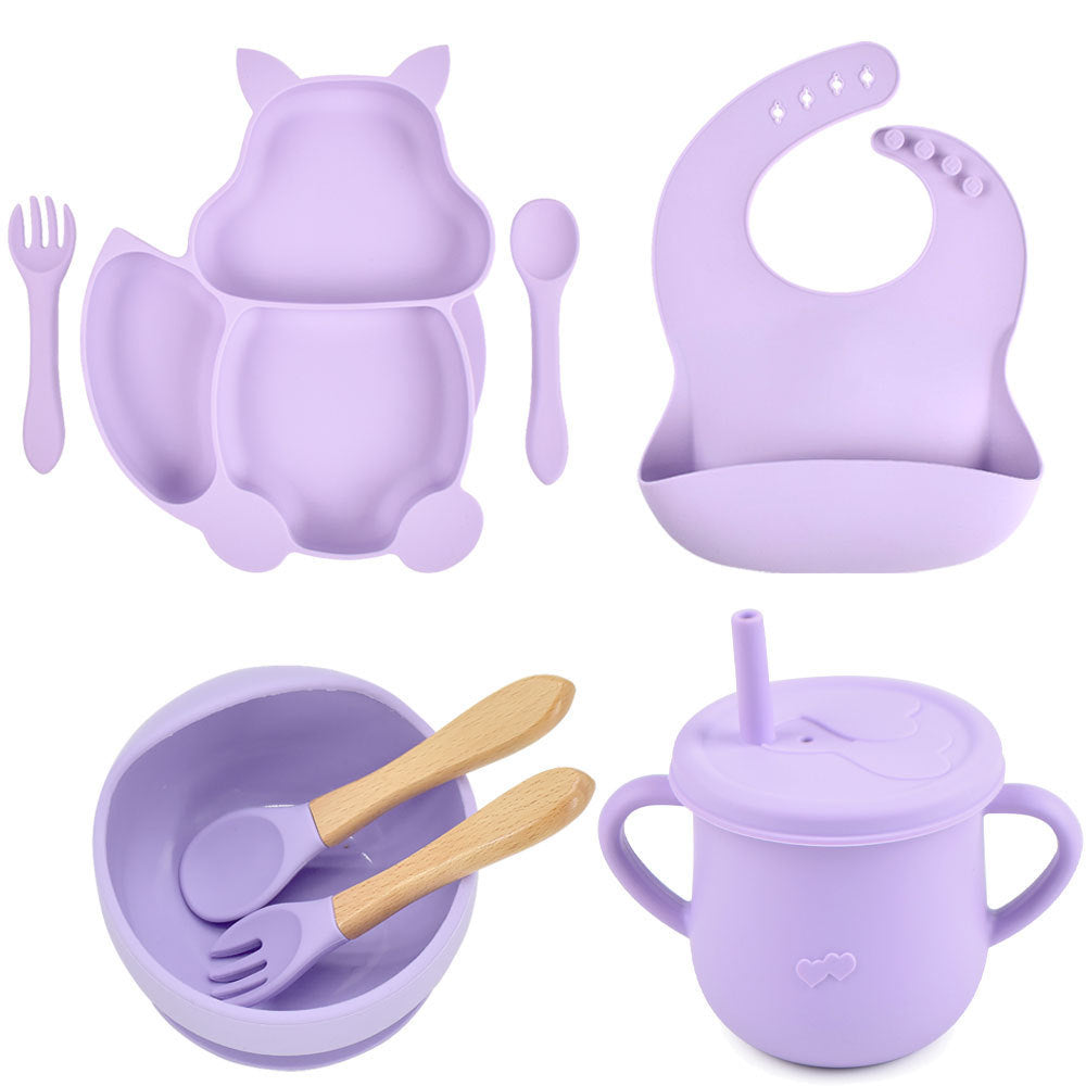 SILICONE CHILDERN'S TABLEWARE BABY FEEDING COMPLEMENTARY FOOD TRAINING SET