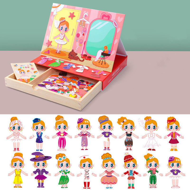 MULTIFUNCTINAL PUZZLE WOODEN DRAWING BOARD MAGNETIC STICKER TOY