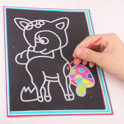 SCRATCH ART PAPER MAGIC PAINTING PAPER WITH DRAWING STICK FOR KIDS