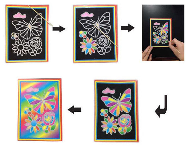 SCRATCH ART PAPER MAGIC PAINTING PAPER WITH DRAWING STICK FOR KIDS