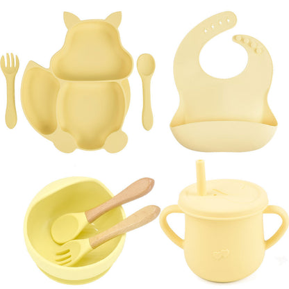 SILICONE CHILDERN'S TABLEWARE BABY FEEDING COMPLEMENTARY FOOD TRAINING SET