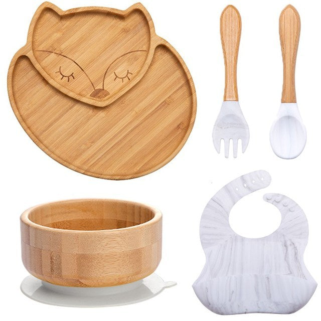 WOODEN FEEDING TABLEWARE SETS KIDS FEEDING SUPPLIES BAM