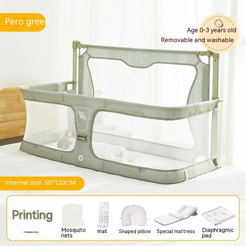 BEDSIDE CRIB - 3 IN 1 BABY BASSINET, PORTABLE CRIB & BED RAIL FOR Co-SLEEPING BABIES. BED SIDE LIFTING FENCE WITH ADJUSTABLE HEIGHT.