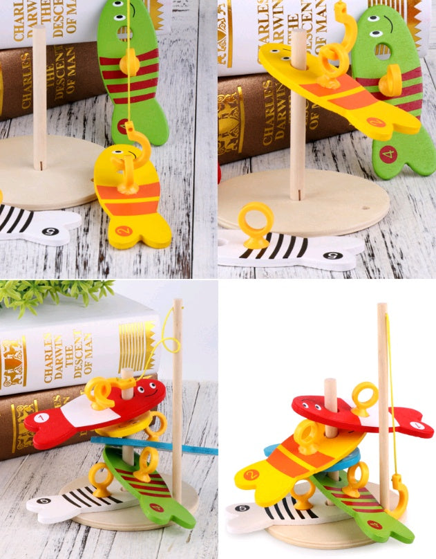 CHILDRENS EDUCATIONAL CREATIVE WOODEN FISHING TOYS