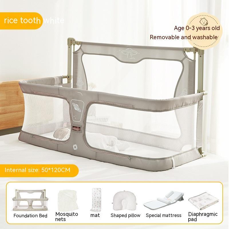 BEDSIDE CRIB - 3 IN 1 BABY BASSINET, PORTABLE CRIB & BED RAIL FOR Co-SLEEPING BABIES. BED SIDE LIFTING FENCE WITH ADJUSTABLE HEIGHT.