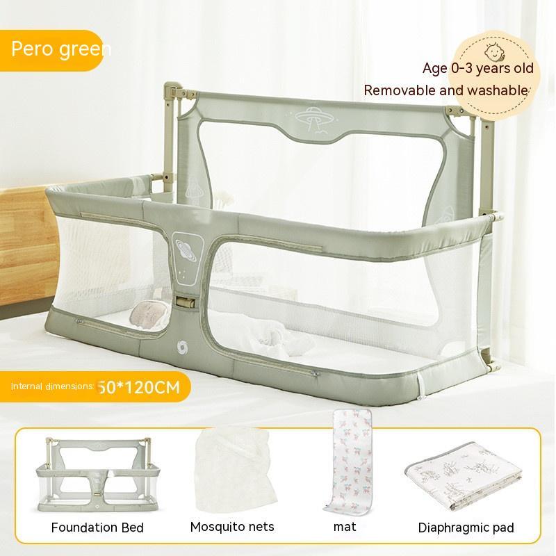 BEDSIDE CRIB - 3 IN 1 BABY BASSINET, PORTABLE CRIB & BED RAIL FOR Co-SLEEPING BABIES. BED SIDE LIFTING FENCE WITH ADJUSTABLE HEIGHT.