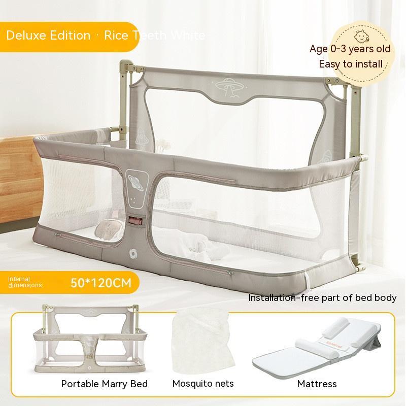 BEDSIDE CRIB - 3 IN 1 BABY BASSINET, PORTABLE CRIB & BED RAIL FOR Co-SLEEPING BABIES. BED SIDE LIFTING FENCE WITH ADJUSTABLE HEIGHT.