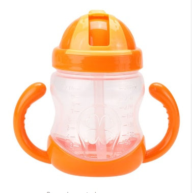 280ML CUTE BABY CUP KIDS LEARN FEEDING DRINKING WATER STRAW HANDLE BOTTLE