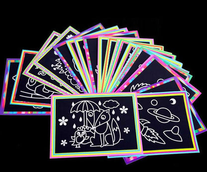 SCRATCH ART PAPER MAGIC PAINTING PAPER WITH DRAWING STICK FOR KIDS