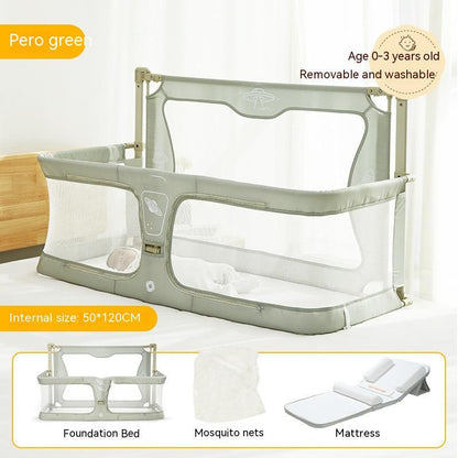 BEDSIDE CRIB - 3 IN 1 BABY BASSINET, PORTABLE CRIB & BED RAIL FOR Co-SLEEPING BABIES. BED SIDE LIFTING FENCE WITH ADJUSTABLE HEIGHT.