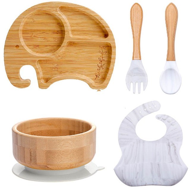 WOODEN FEEDING TABLEWARE SETS KIDS FEEDING SUPPLIES BAM