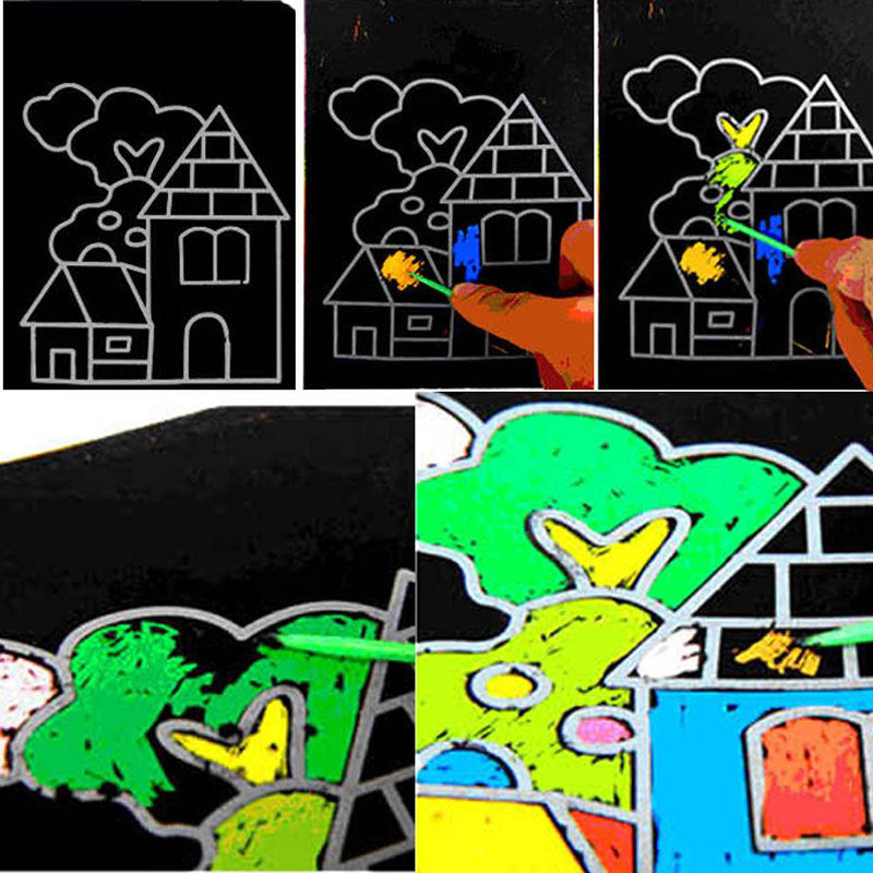 SCRATCH ART PAPER MAGIC PAINTING PAPER WITH DRAWING STICK FOR KIDS